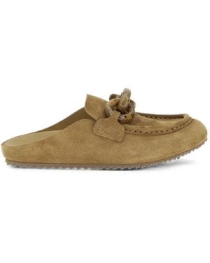 Pedro Garcia Bilma Chain-Link Suede Mules - Brown