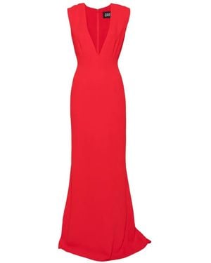 Solace London Althea Plunging V-Neck Sleeveless Maxi Dress - Red