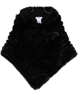 Blugirl Blumarine Floral-Appliqué Poncho - Black