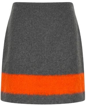 MSGM Contrasting-Stripe A-Line Mini Skirt - Gray