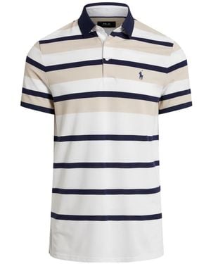 Ralph Lauren Striped-Pattern Short-Sleeve Polo Shirt - White
