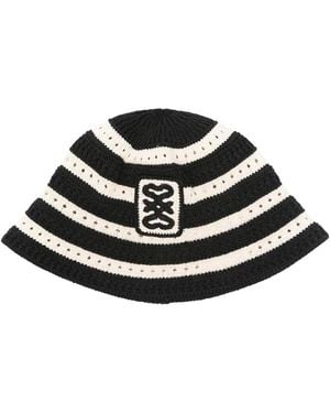 Sandro Striped Crochet-Knit Bucket Hat - White