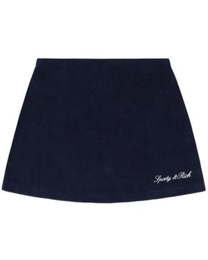 Sporty & Rich Signature Logo-Embroidered Cotton Mini Skirt - Blue