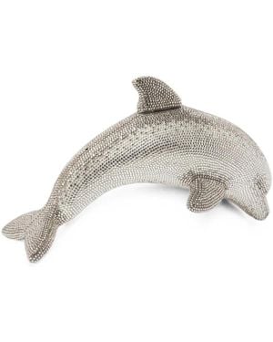 Judith Leiber Crystal-Embellished Dolphin Clutch Bag - Metallic