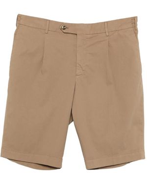PT Torino Pleated Elasticated-Waist Shorts - White