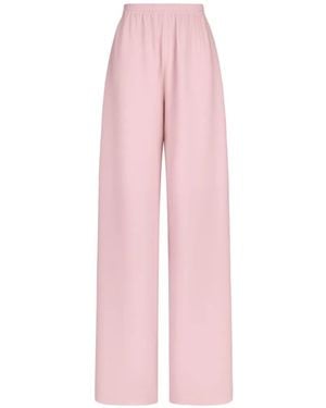 Oscar de la Renta Georgette-Texture Wide-Leg Trousers - Pink