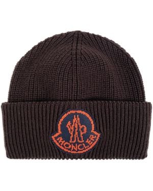 Moncler ロゴパッチ ビーニー - ブラック