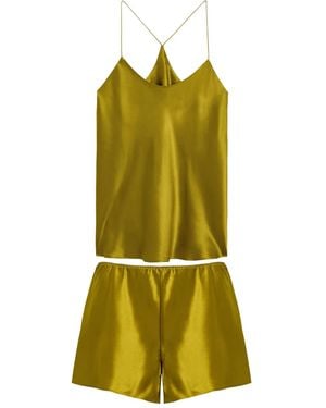 Olivia Von Halle Bella Satin Silk Pajama Set - Green