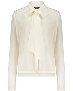 Moorer Shaila Tie-Neck Button-Up Shirt - White