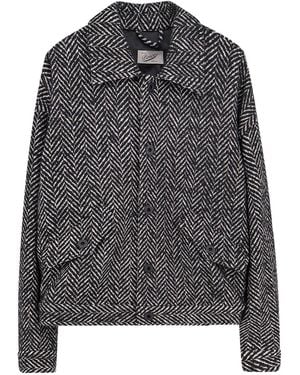Pence Herringbone-Pattern Buttoned Jacket - Grey