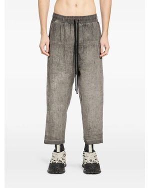Thom Krom Cropped Linen Trousers - Grey