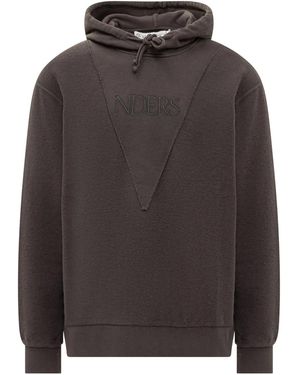JW Anderson Logo-Embroidered Hoodie - Grey
