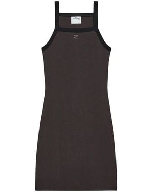 Courreges Contrast-Trim Cotton Mini Dress - Black