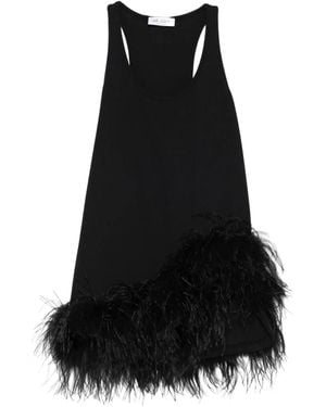 The Attico Feathered Mini Dress - Black