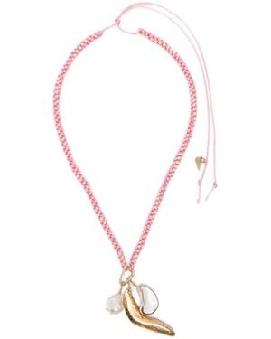 forte_forte Crochet Charm Choker Necklace - Pink