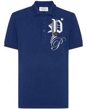 Philipp Plein Logo-Detail Polo Shirt - Blue