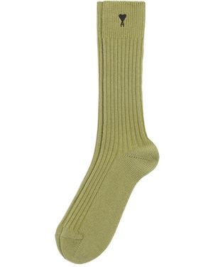 Ami Paris Cotton Ami De Coeur Socks - Green