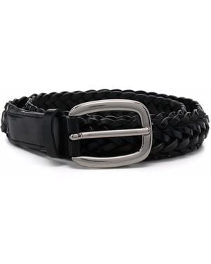 Golden Goose Interwoven Leather Buckle Belt - Black