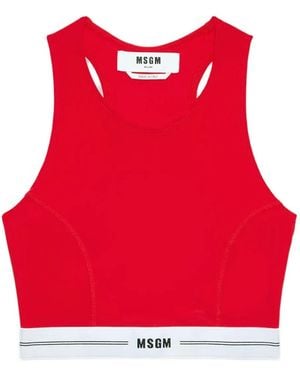 MSGM Racerback Logo-Band Tank Top - Red