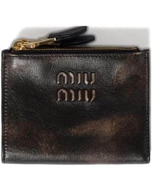 Miu Miu Small Logo-Embossed Leather Wallet - Black