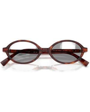 Miu Miu Oval-Frame Tortoiseshell Effect Sunglasses - Brown
