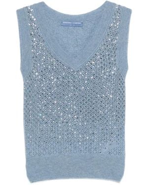 Ermanno Scervino Embellishment V-Neck Vest - Blue