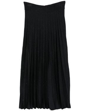 Balmain Gonna Plissettata Con Paillettes - Nero