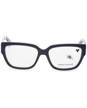 Longchamp Logo-Plaque Square-Frame Glasses - Black