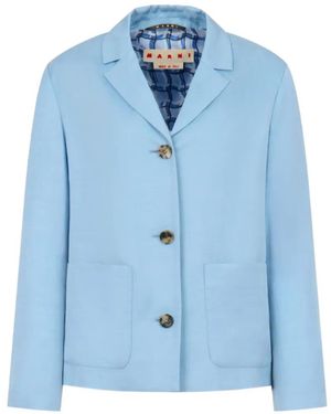 Marni Patch-pocket Single-breasted Jacket - Blue