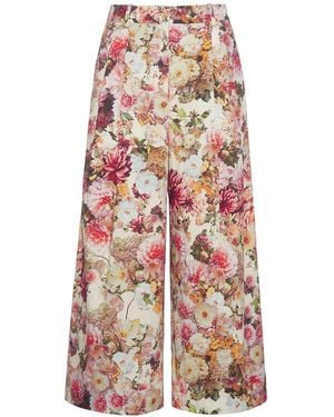 Adam Lippes Floral-Print Culotte Trousers - Red