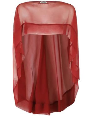 Alberta Ferretti Sheer Draped Shawl - Red