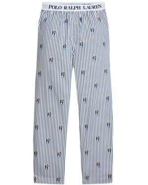 Polo Ralph Lauren Gestreifte Pyjama-Hose mit Teddy-Print - Blau