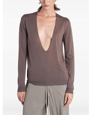 Rick Owens Deep V-Neck Jumper - Purple