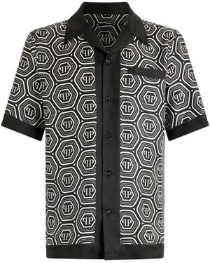 Philipp Plein Monogram Short-Sleeve Shirt - Black