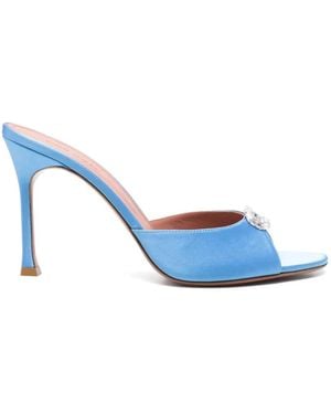 AMINA MUADDI Mini Camelia Crystal-Embellished Mules - Blue