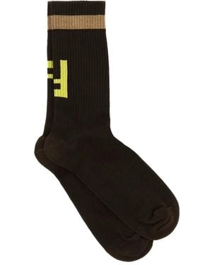 Fendi Cotton-Blend Socks - Black