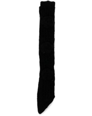 Rockfish Crochet Floral-Appliqué Scarf - Black
