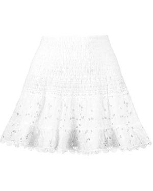 Temptation Positano Smocked Eyelet Skirt - White
