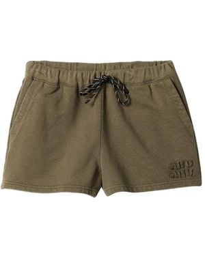 Miu Miu Logo-Detail Sweat Shorts - Green