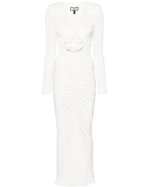 Nissa Floral-Detailing Maxi Dress - White