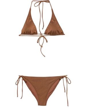 MC2 Saint Barth Viana Logo-Charm Halterneck Bikini - White