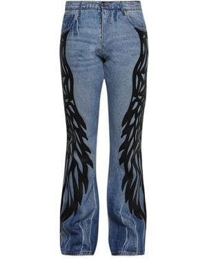 Earthling VIP Five-Pocket Wing-Print Jeans - Blue