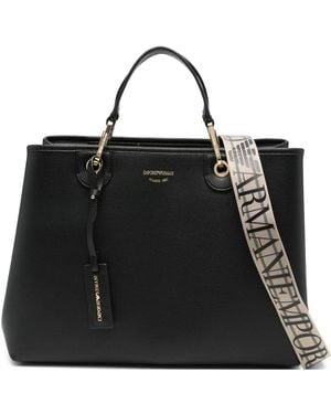 Emporio Armani ロゴプレート ハンドバッグ - ブラック