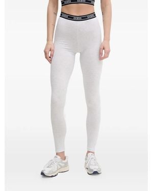 Guess Logo-Waistband Leggings - White