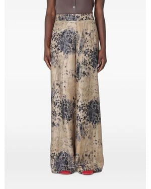 Antonio Marras Floral-Print Silk Wide-Leg Trousers - Brown