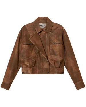 Isabel Marant Veste À Effet Usé Et Empiècements - Brown