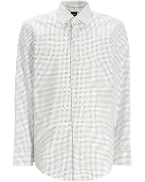 BOSS Micro-Pattern Cotton Shirt - White