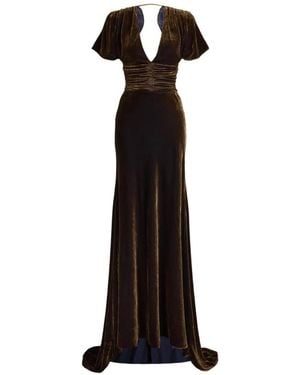 Ralph Lauren Gerafftes Charisse Maxikleid Aus Samt - Schwarz