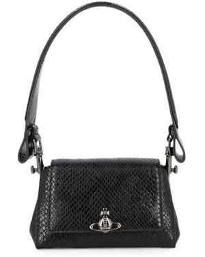Vivienne Westwood Snakeskin-Effect Orb Shoulder Bag - Black