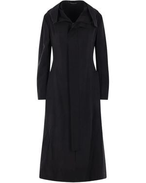 Yohji Yamamoto Hooded Zip Coat - Black